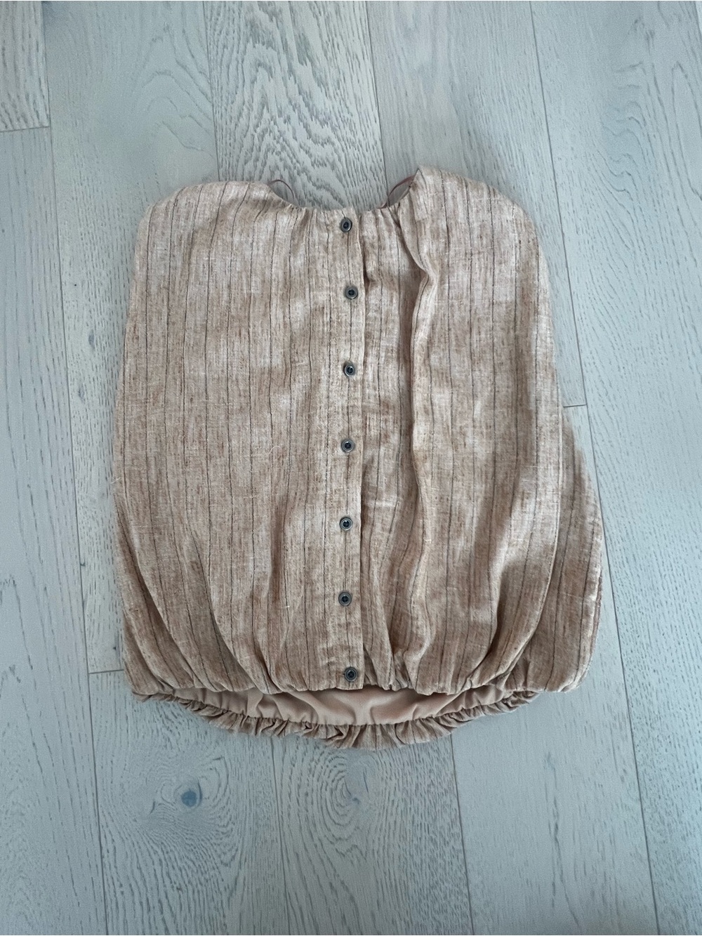 Zara Beige-Tan Button Front Gathered Hem Skirt